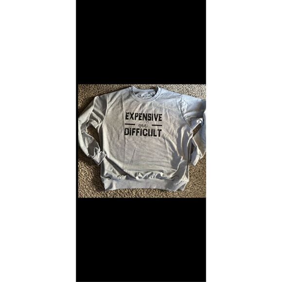 Lightweight sweatshirt “expensive but difficult”humorous gray sweatshirt - Picture 1 of 6